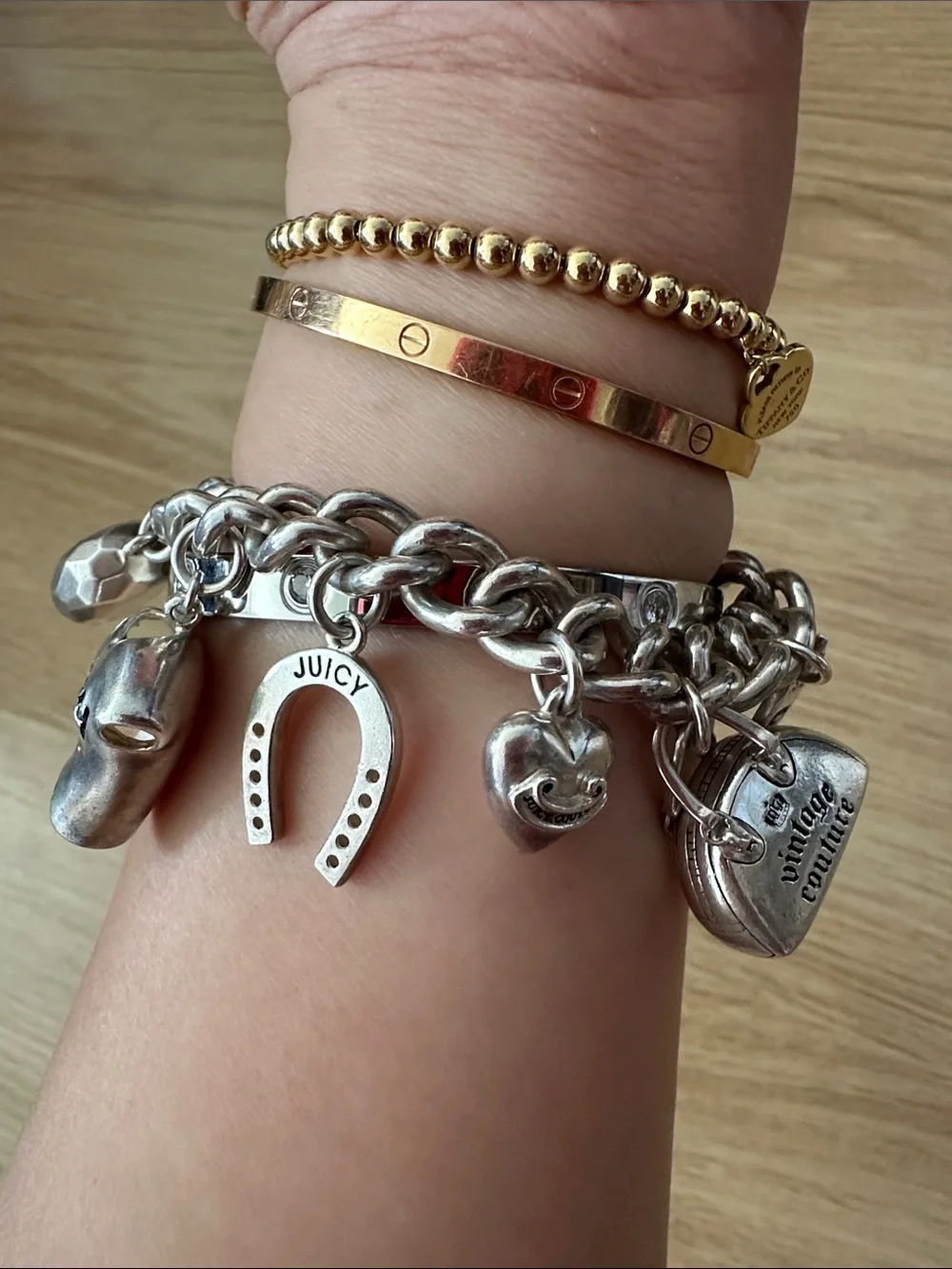 Juicy Couture Y2K 925 Sterling Silver Charms Bracelet 💯% Authentic